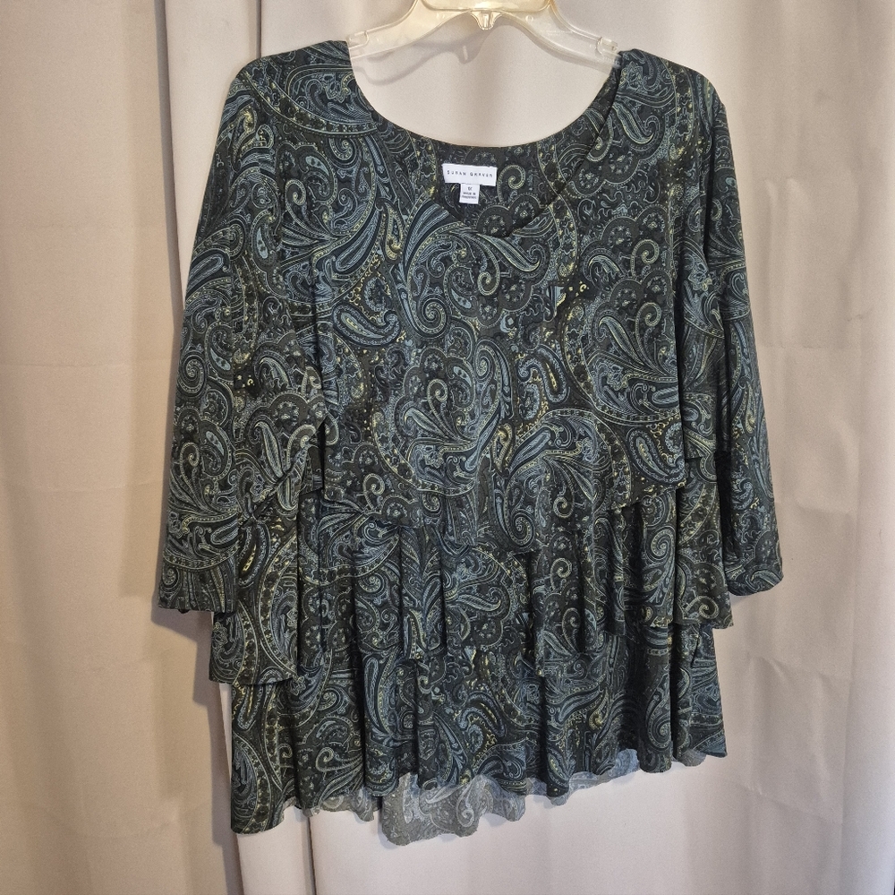 Dana Kay Blue and Green Paisley Blouse